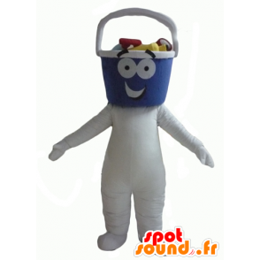 Mascotte de bonhomme blanc, avec une tête en forme de seau - MASFR24329 - Mascottes non-classées