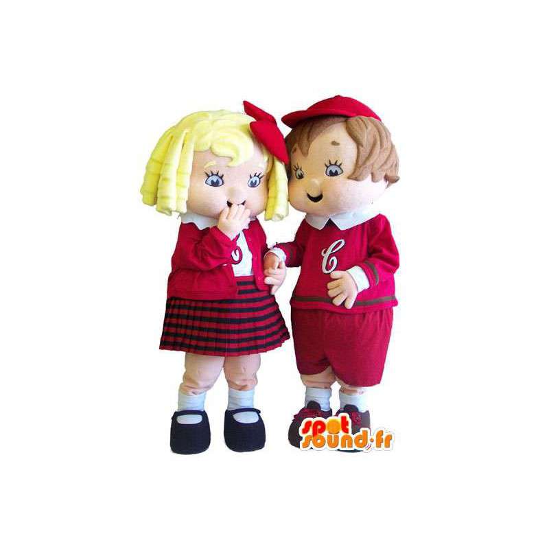 Mascot couple child schoolchildren. Pack of 2 - MASFR006664 - Mascots child