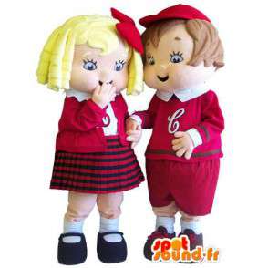 Mascot couple child schoolchildren. Pack of 2 - MASFR006664 - Mascots child