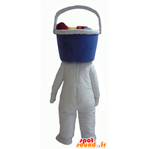 Blanca mascota de muñeco de nieve con una cabeza en forma de cubo - MASFR24329 - Mascotas sin clasificar