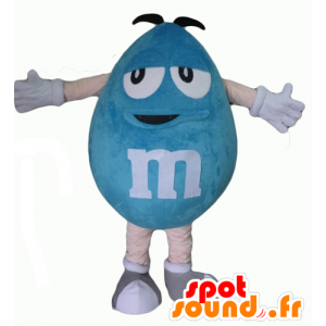 M & M's maskotblå, kæmpe, fyldig og sjov - Spotsound maskot