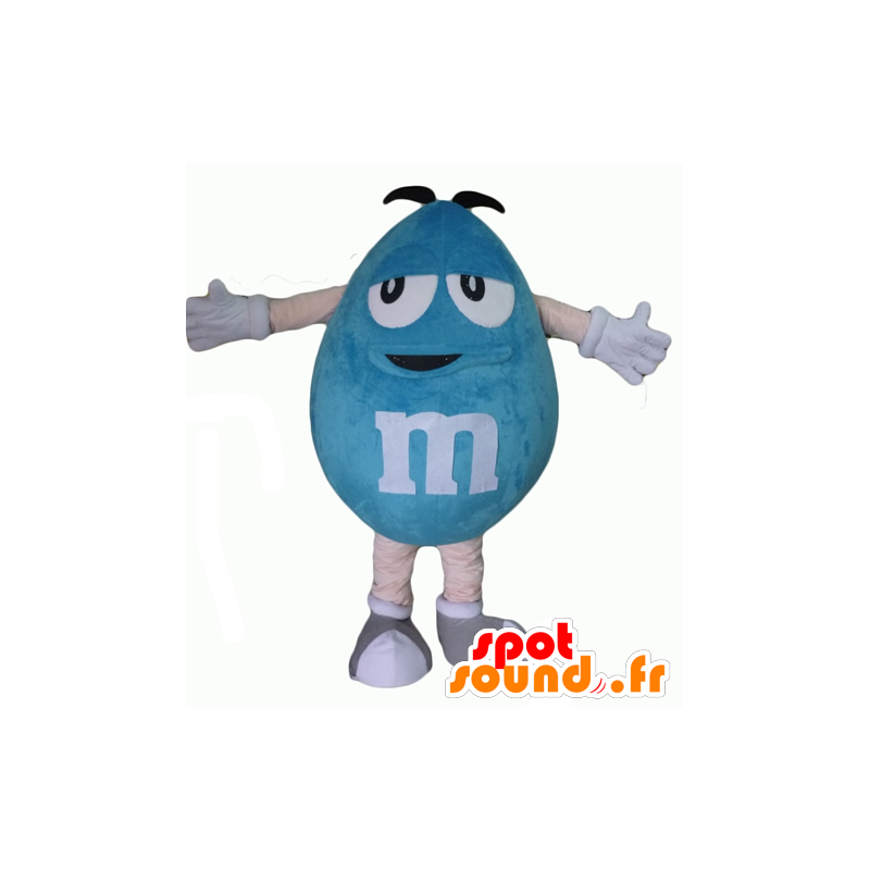 M & M's maskotblå, kæmpe, fyldig og sjov - Spotsound maskot