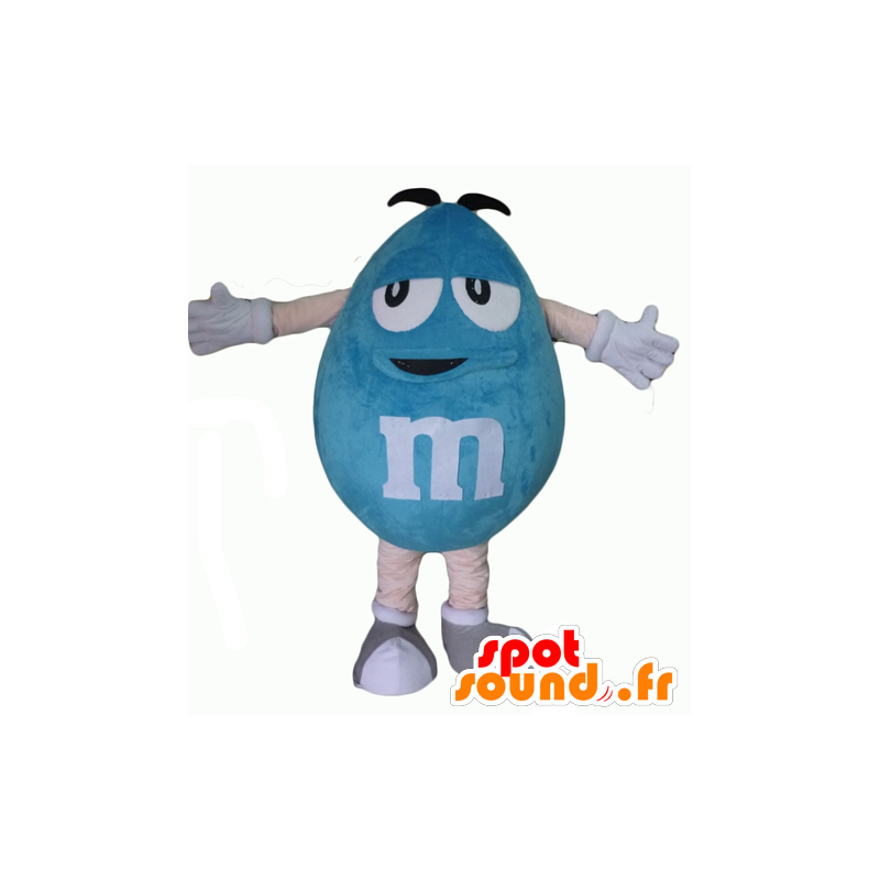 Mascot blauwe M & M's, reus, mollig en grappige - MASFR24331 - Celebrities Mascottes