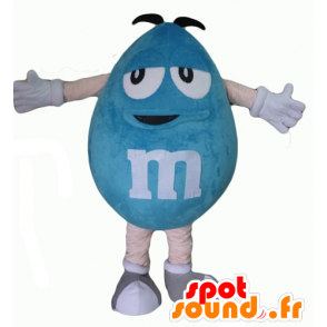 M & M's maskotblå, kæmpe, fyldig og sjov - Spotsound maskot