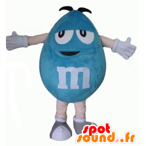 Mascot blauwe M & M's, reus, mollig en grappige - MASFR24331 - Celebrities Mascottes