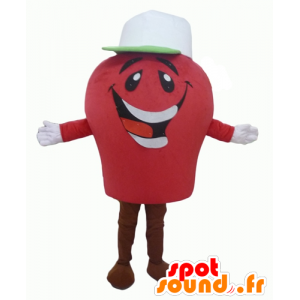Homem mascote gigante vermelha e sorrindo - MASFR24337 - Mascotes não classificados