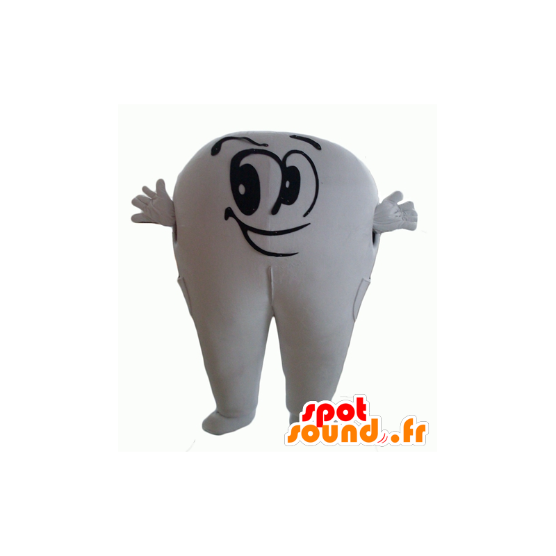 Kæmpe hvid tand maskot, sød og smilende - Spotsound maskot