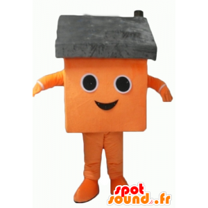 Mascotte de maison orange et grise, géante - MASFR24339 - Mascottes Maison