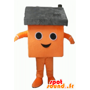 Orange house mascot and gray giant