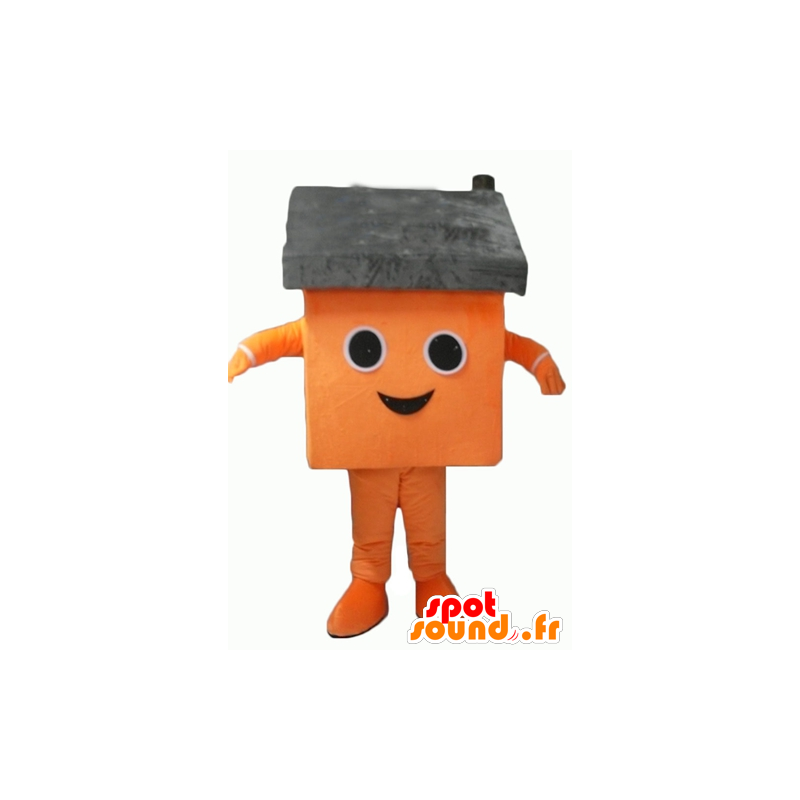 Mascotte de maison orange et grise, géante - MASFR24339 - Mascottes Maison