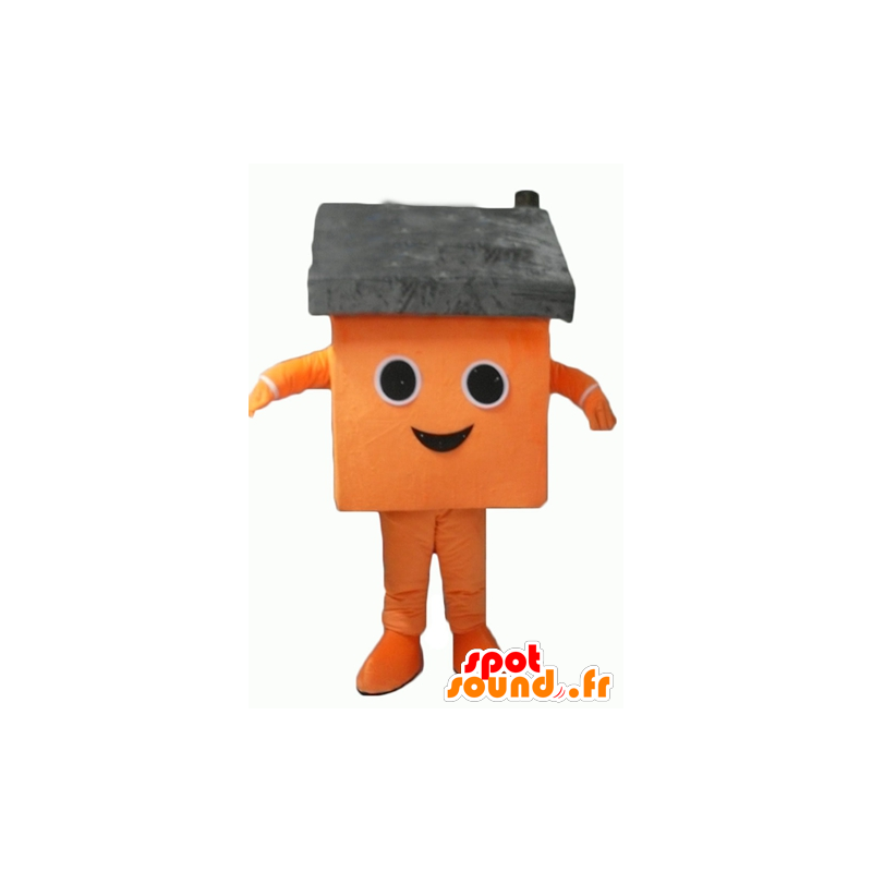 Oranje huis mascotte en grijze reus - MASFR24339 - mascottes Huis