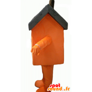 Mascotte de maison orange et grise, géante - MASFR24339 - Mascottes Maison