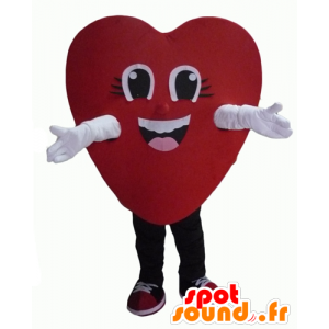 Cuore rosso della mascotte, gigante e sorridente - MASFR24340 - Valentine mascotte