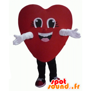 Mascotte de cœur rouge, géant et souriant - MASFR24340 - Mascotte Saint-Valentin