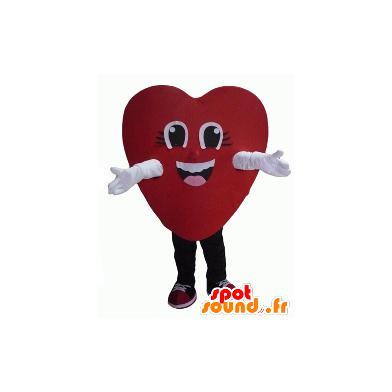 Cuore rosso della mascotte, gigante e sorridente - MASFR24340 - Valentine mascotte