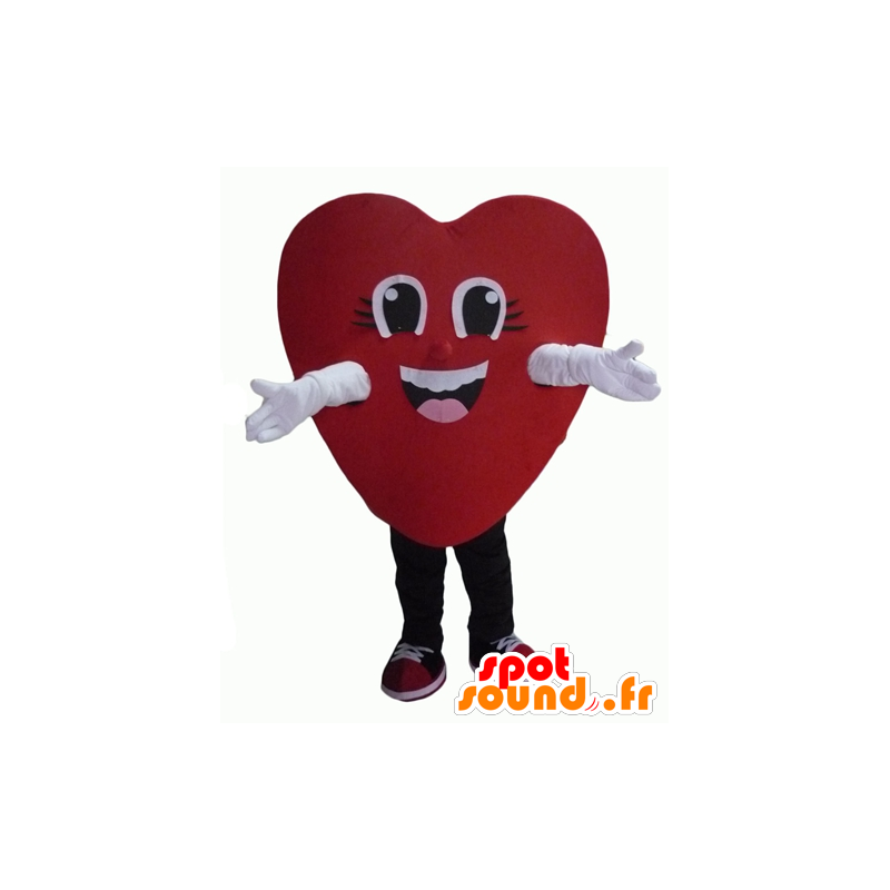 Mascot red heart, giant and smiling - MASFR24340 - Valentine mascot