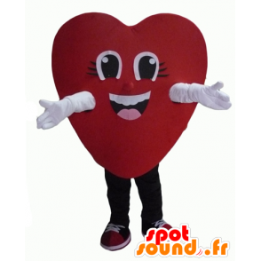 Coração vermelho mascote, gigante e sorrindo - MASFR24340 - mascote dos namorados