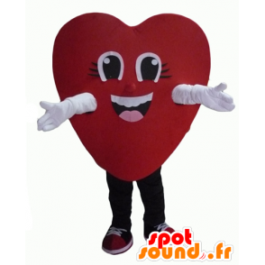 Mascot red heart, giant and smiling - MASFR24340 - Valentine mascot