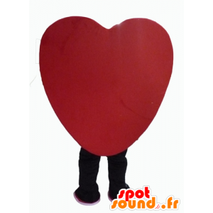 Mascot red heart, giant and smiling - MASFR24340 - Valentine mascot