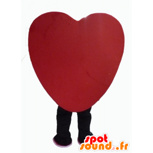 Maskot rødt hjerte, kæmpe og smilende - Spotsound maskot kostume