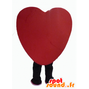 Coração vermelho mascote, gigante e sorrindo - MASFR24340 - mascote dos namorados