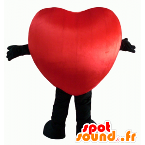 Mascot red and black heart, giant and smiling - MASFR24344 - Valentine mascot