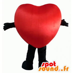Cuore rosso e nero della mascotte, gigante e sorridente - MASFR24344 - Valentine mascotte