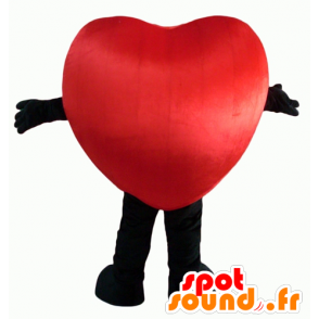 Mascot rød og svart hjerte, gigantiske og smilende - MASFR24344 - Valentine Mascot