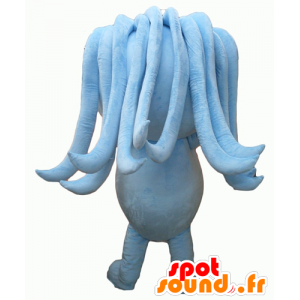 Homem azul mascote com dreadlocks e um microfone - MASFR24346 - Mascotes não classificados