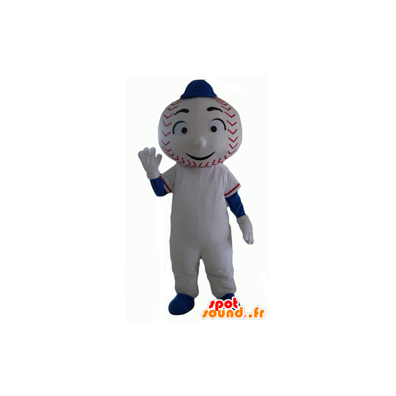 Snømann maskot med en baseball-formet hodet - MASFR24349 - Ikke-klassifiserte Mascots