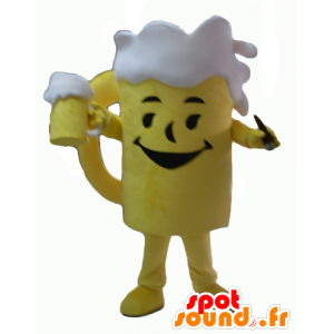 Maskotglas gul og hvid øl, kæmpe - Spotsound maskot kostume