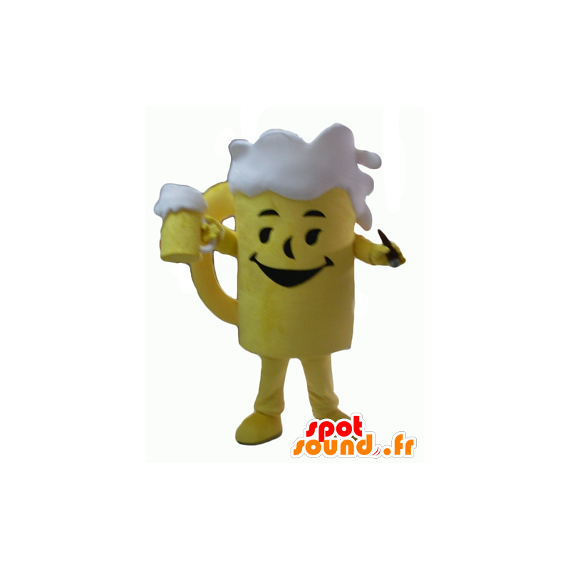 Mascotte de verre de bière jaune et blanc, géant - MASFR24350 - Mascottes d'objets