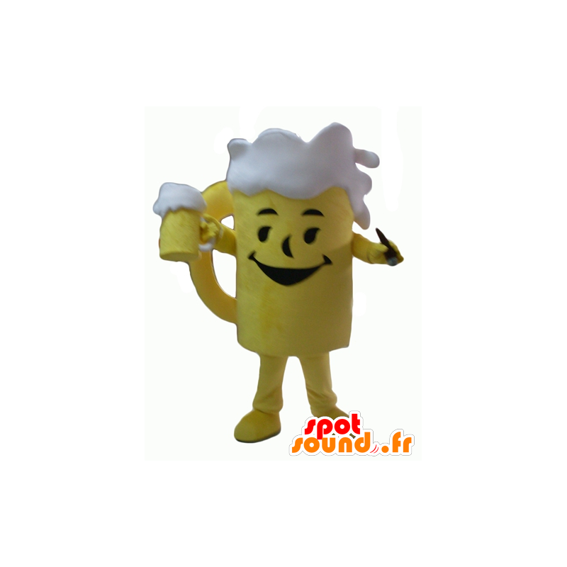 ποτήρι μπύρα μασκότ κίτρινο και λευκό γίγαντα - MASFR24350 - μασκότ αντικείμενα