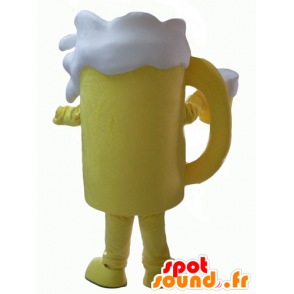 Mascotte de verre de bière jaune et blanc, géant - MASFR24350 - Mascottes d'objets