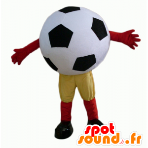 Jätte fotboll boll maskot, svart och vitt - Spotsound maskot