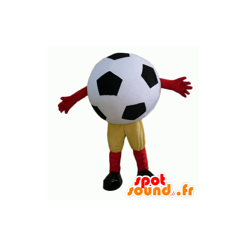 Obří fotbalový míč maskot, černá a bílá - MASFR24355 - Maskoti objekty