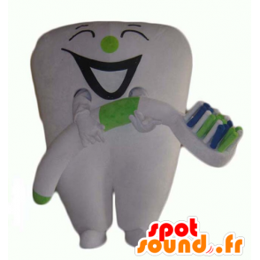Riesige weiße Zahn-Maskottchen mit einer Zahnbürste - MASFR24359 - Maskottchen nicht klassifizierte