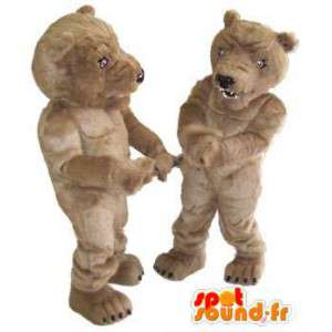 Mascottes d'ours en peluche marron. Pack de 2 costumes d'ourson - MASFR006673 - Mascotte d'ours