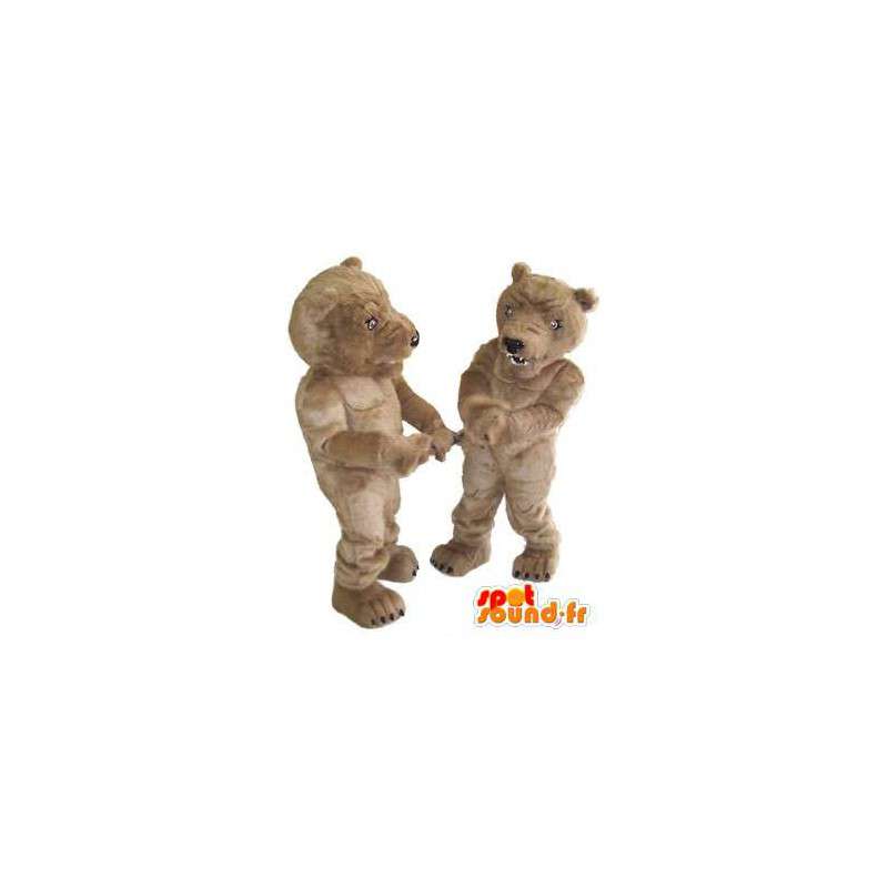 Mascotte marrone orsacchiotto. Confezione da 2 tute Pooh - MASFR006673 - Mascotte orso