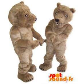 Mascotte marrone orsacchiotto. Confezione da 2 tute Pooh - MASFR006673 - Mascotte orso