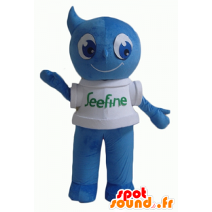 Blu mascotte uomo sorridente, a goccia - MASFR24360 - Mascotte non classificati