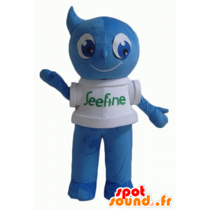Mascot blå mann, smilende, teardrop - MASFR24360 - Ikke-klassifiserte Mascots