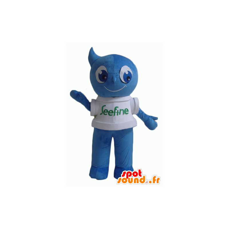 Blu mascotte uomo sorridente, a goccia - MASFR24360 - Mascotte non classificati