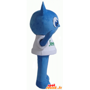 Mascot homem azul, sorrindo, teardrop - MASFR24360 - Mascotes não classificados