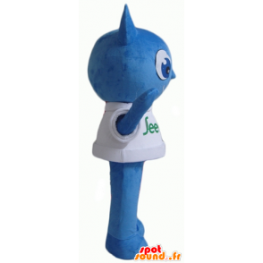 Blå maskot för snögubbe som ler, vattendroppe - Spotsound maskot