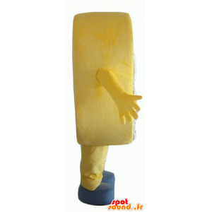 Yellow cell phone mascot, giant and smiling - MASFR24362 - Mascottes de téléphone