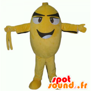 Mascot gele en zwarte vogel, ovaal man, die lacht - MASFR24365 - Mascot vogels