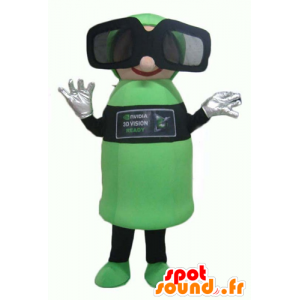 Mascot groene en zwarte man, met 3D-bril - MASFR24366 - Niet-ingedeelde Mascottes