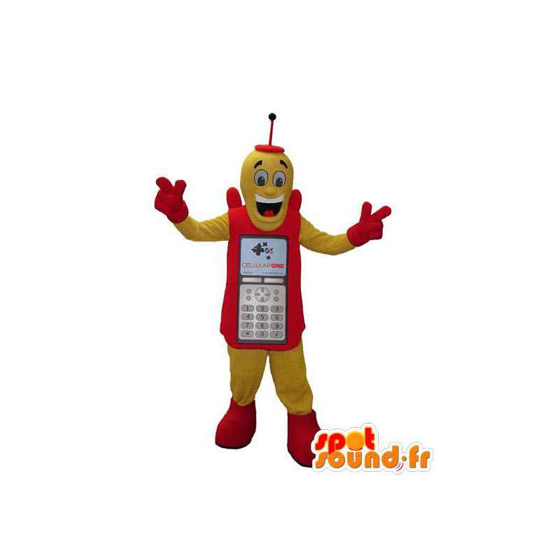 Rood en geel mobiele telefoon mascotte - MASFR006675 - mascottes telefoons