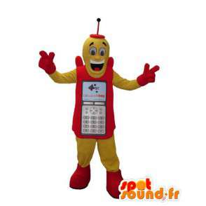 Röd och gul mobiltelefonmaskot - Spotsound maskot